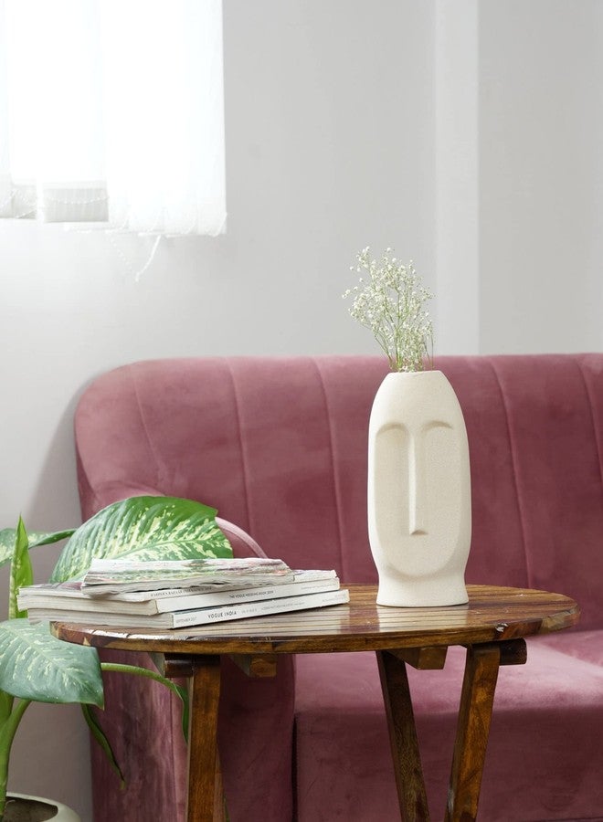 Purezento White Ceramic Table Viso vase |Home Decor |Table Top| Plant Pot for Room Decoration. - Image 2